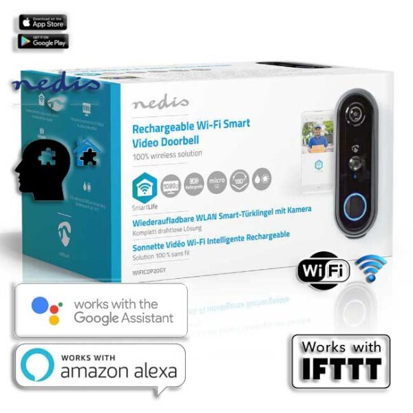SmartyHome Nedis Wifi HD1080p Smart Doorbell WIFICDP20GY
